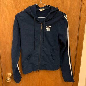 Bongo Navy hooded zip up sweater - Size M - 95% cotton